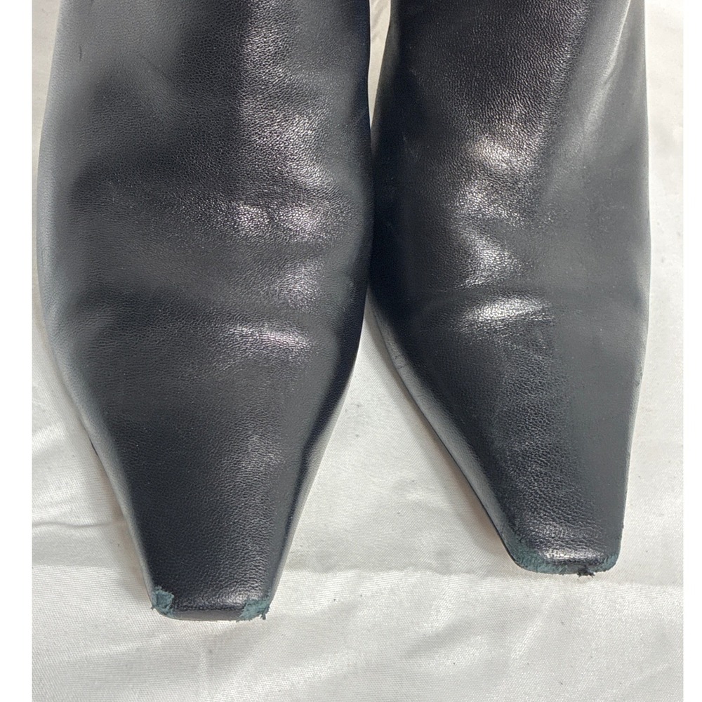 Jimmy Choo Black Leather Satin Cage Back Pointed Toe Ankle Boots Size 39 - Picture 7 of 9
